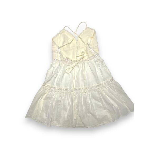 Audrey Parks for Francesca's Ivory Lace Trim Boho Mini Dress Small - Picture 7 of 9